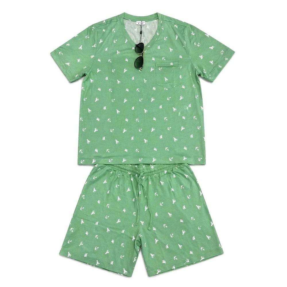 Men's Luxury Cotton Pajama Set by Cosabella – V-Neck‎ Tee & Shorts Combo size L